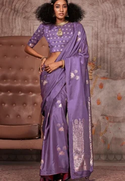 Woven Art Silk Saree in Purple