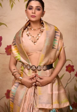 Woven Art Silk Saree in Peach