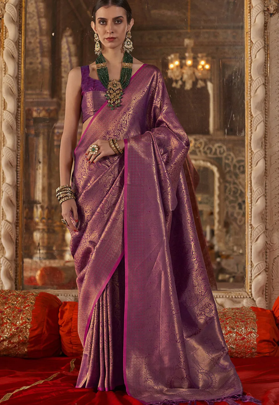 Woven Art Silk Saree in Purple