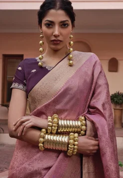 Woven Art Silk Saree in Purple