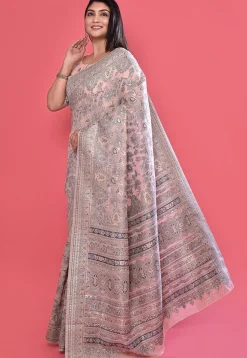Woven Art Silk Saree in Peach
