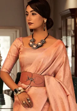 Woven Art Silk Saree in Peach