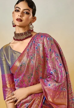 Woven Art Silk Saree in Purple