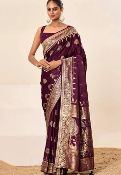 Woven Art Silk Saree in Purple