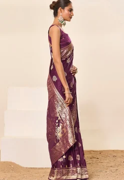 Woven Art Silk Saree in Purple