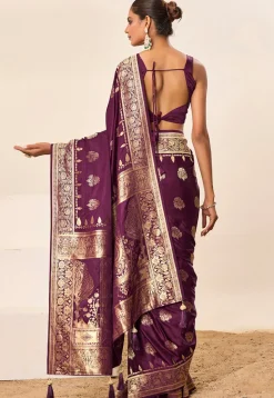 Woven Art Silk Saree in Purple