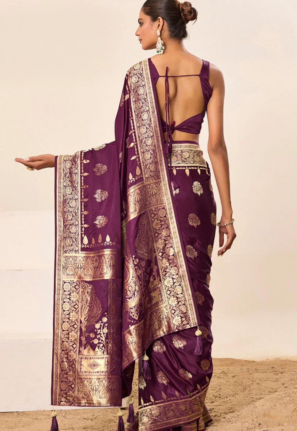 Woven Art Silk Saree in Purple