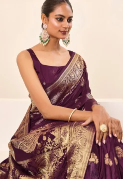 Woven Art Silk Saree in Purple