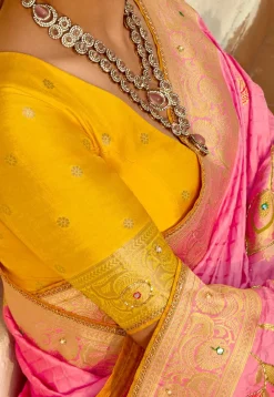 Woven Art Silk Saree in Pink