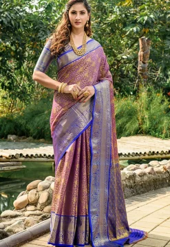 Woven Art Silk Saree in Purple