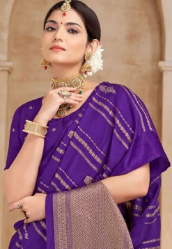 Woven Art Silk Saree in Purple