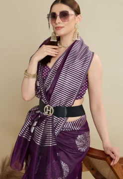 Woven Art Silk Saree in Purple