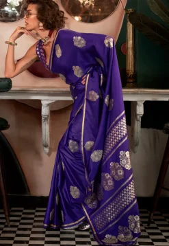 Woven Art Silk Saree in Purple