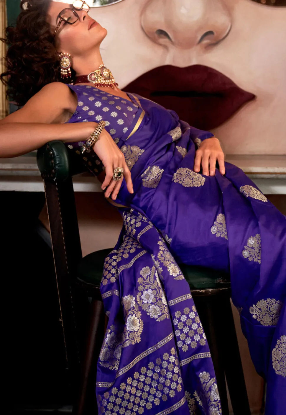 Woven Art Silk Saree in Purple