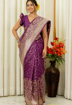 Woven Art Silk Saree in Purple