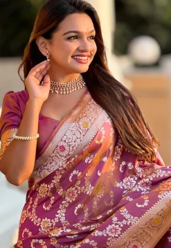 Woven Art Silk Saree in Purple