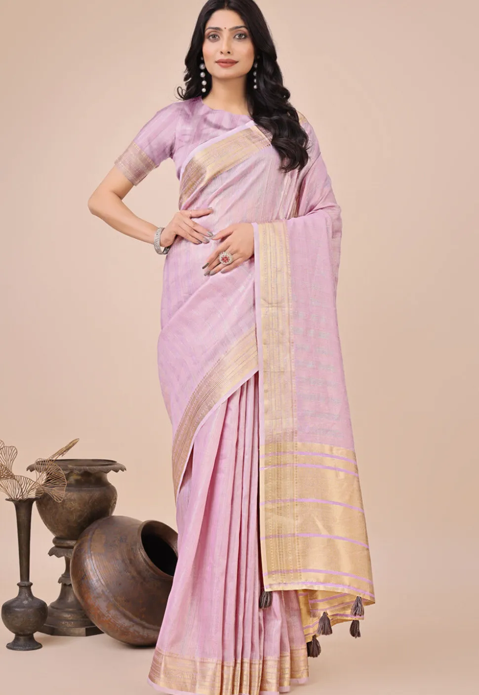 Woven Art Silk Saree in Purple