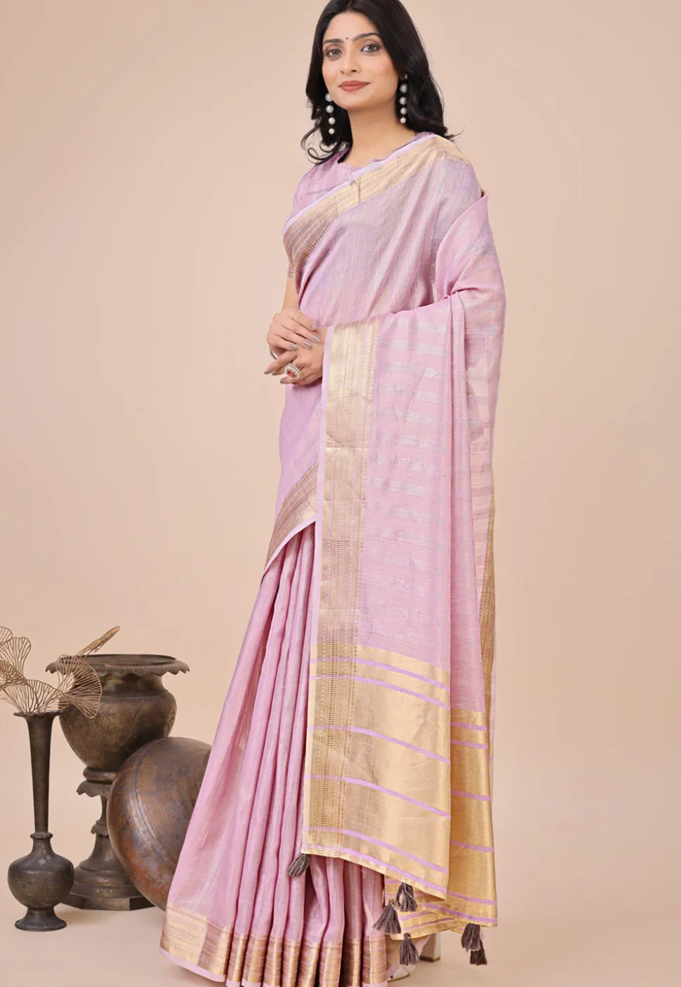 Woven Art Silk Saree in Purple