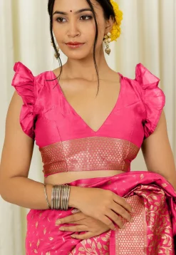Woven Art Silk Saree in Pink