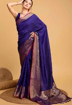 Woven Art Silk Saree in Royal Blue