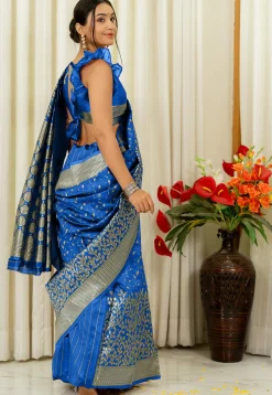 Woven Art Silk Saree in Royal Blue