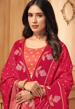Woven Art Silk Saree in Red