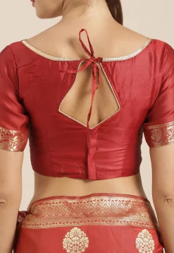 Woven Art Silk Saree in Red
