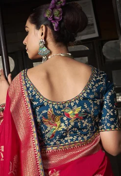 Woven Art Silk Saree in Red