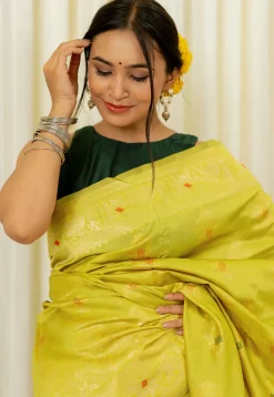 Woven Art Silk Saree in Yellow