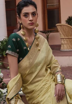 Woven Art Silk Saree in Yellow