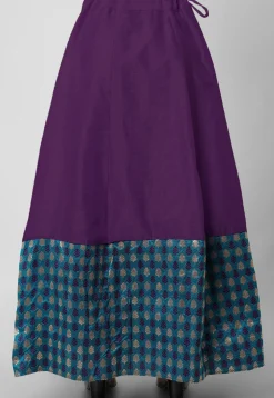 Woven Art Silk Skirt in Purple