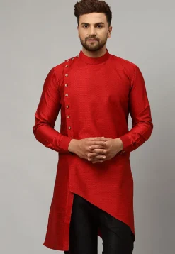 Woven Banarasi Silk Kurta in Maroon