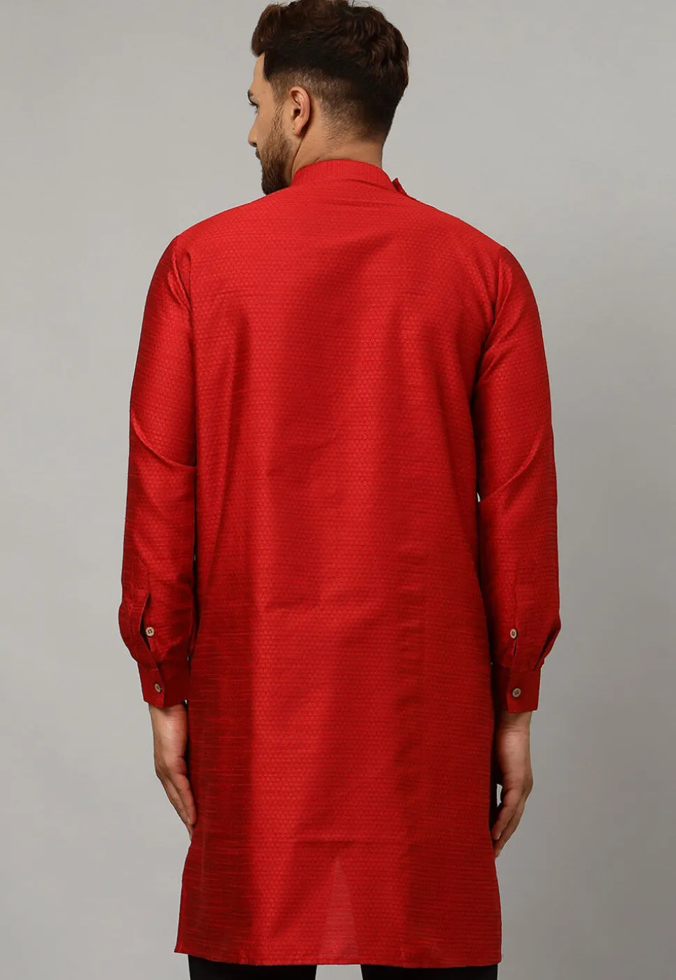 Woven Banarasi Silk Kurta in Maroon