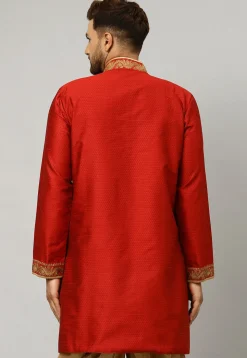 Woven Banarasi Silk Kurta in Maroon