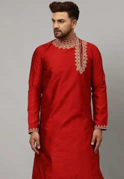 Woven Banarasi Silk Kurta in Maroon