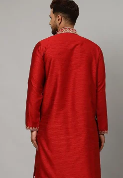 Woven Banarasi Silk Kurta in Maroon