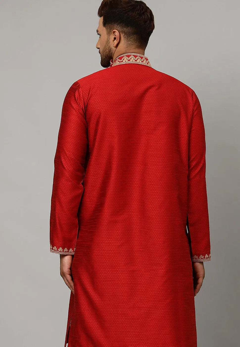 Woven Banarasi Silk Kurta in Maroon