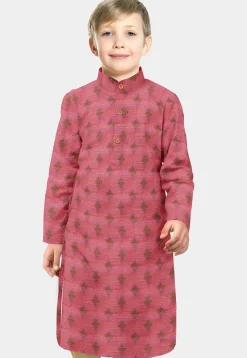 Woven Banarasi Silk Kurta in Pink