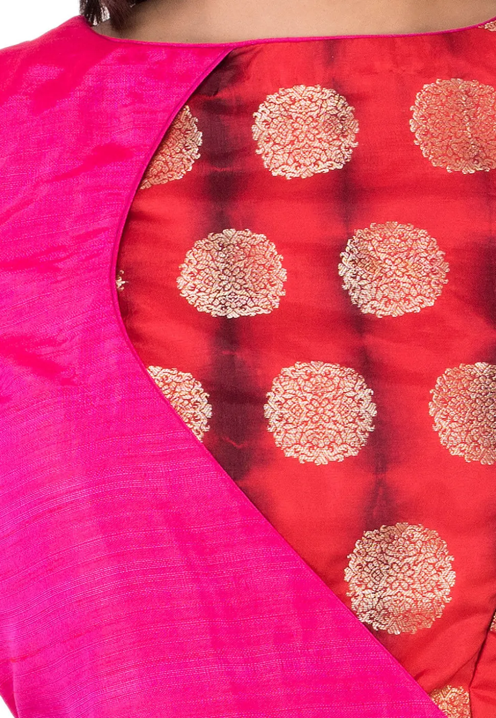 Woven Banarasi Silk Lehenga in Red and Maroon