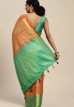 Woven Bangalore Silk Saree in Light Orange
