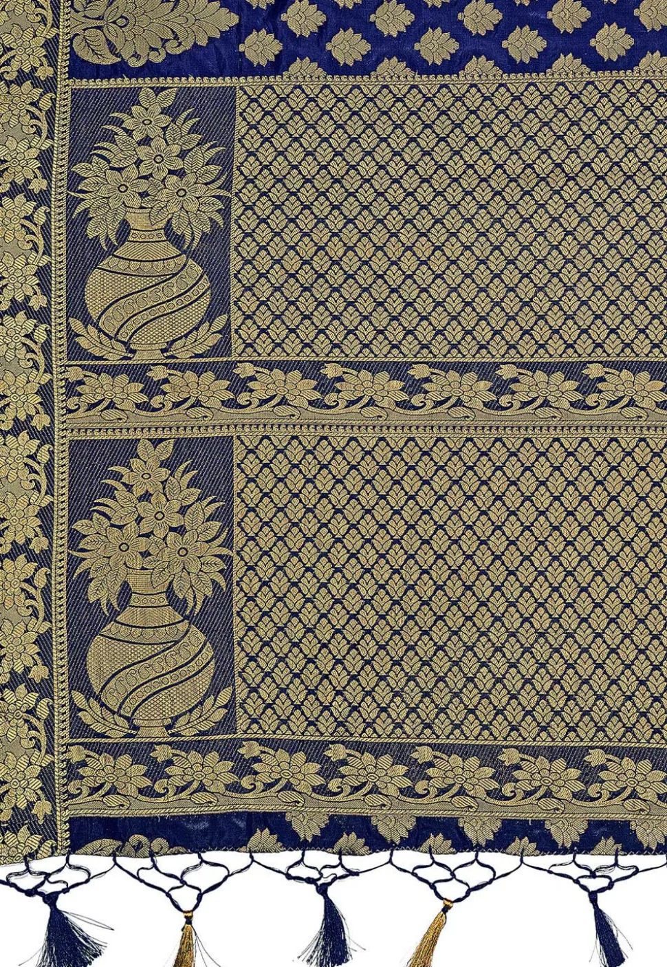 Woven Bangalore Silk Saree in Dark Blue