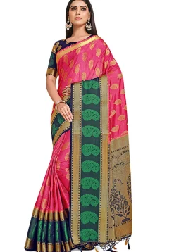 Woven Bangalore Silk Saree in Fuchsia