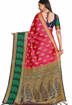 Woven Bangalore Silk Saree in Fuchsia