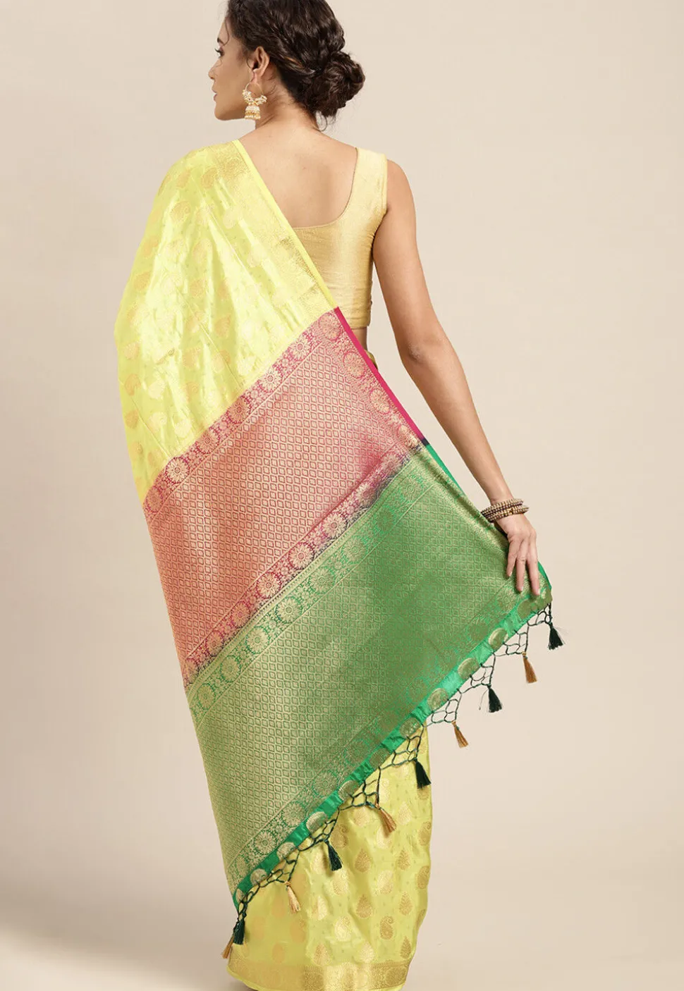 Woven Bangalore Silk Saree in Light Green