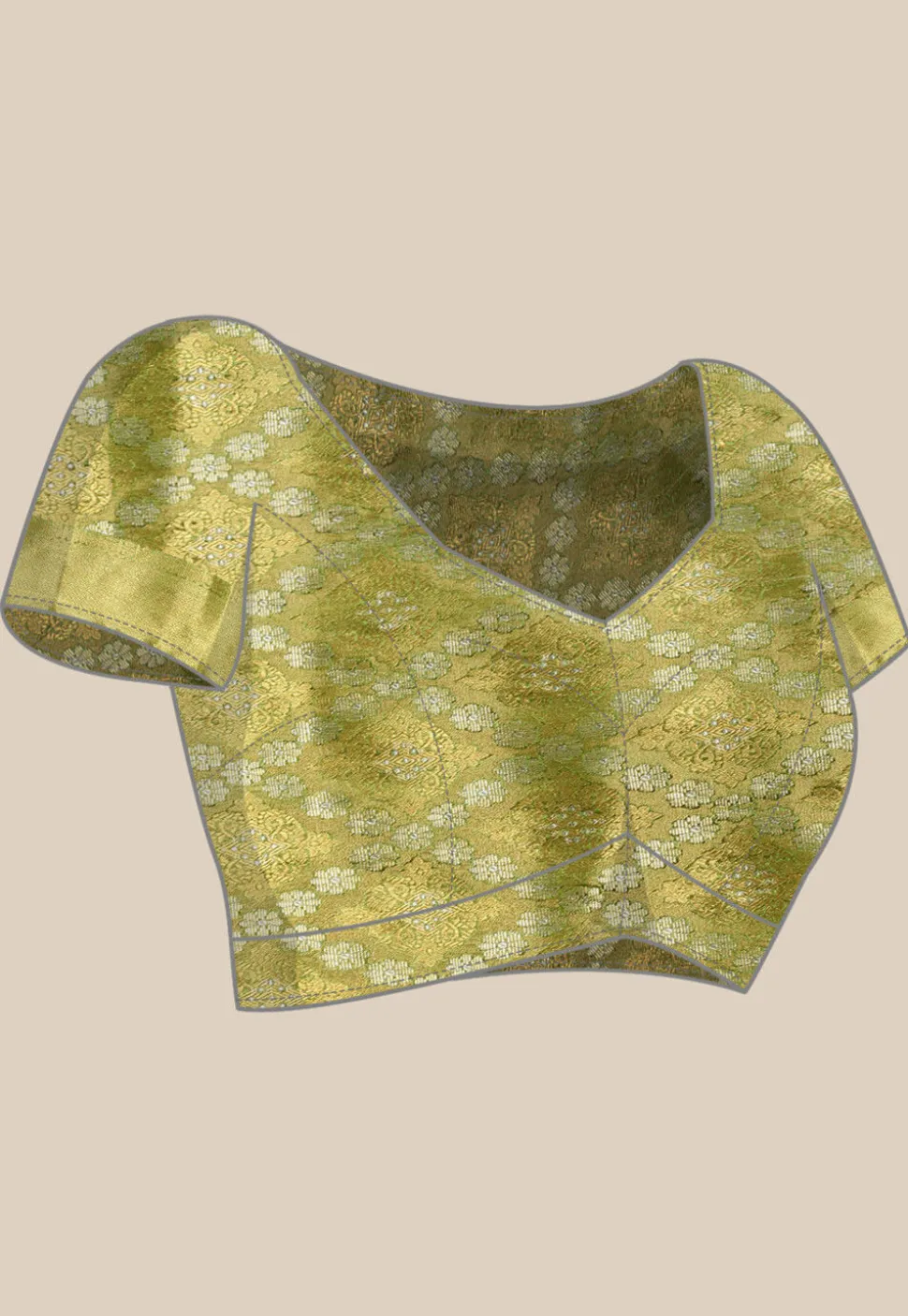 Woven Bangalore Silk Saree in Olive Green