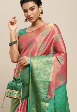 Woven Bangalore Silk Saree in Pink