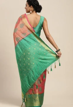 Woven Bangalore Silk Saree in Pink