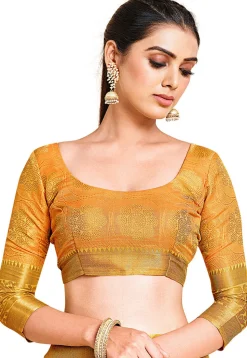 Woven Bangalore Silk Saree in Mustard