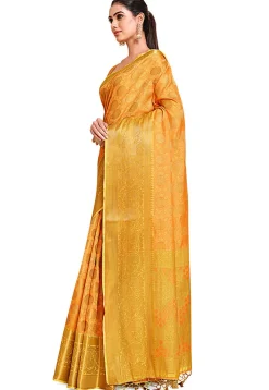 Woven Bangalore Silk Saree in Mustard