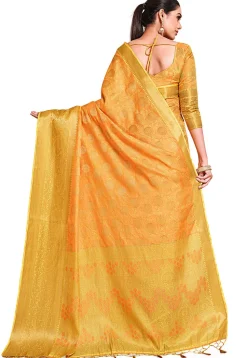 Woven Bangalore Silk Saree in Mustard